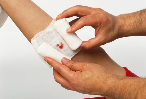 getty rm photo of applying gauze to wound